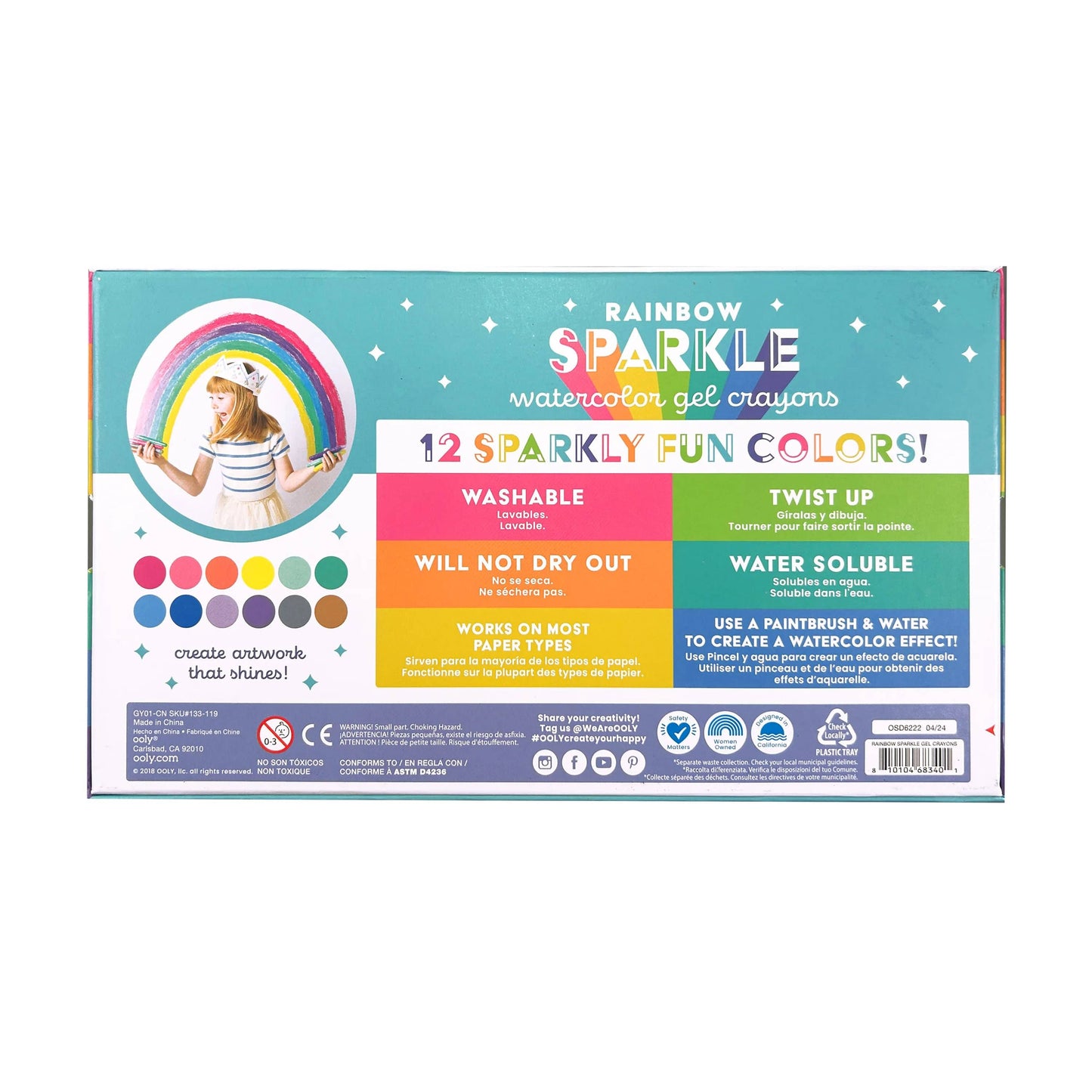 Rainbow Sparkle Watercolor Gel Crayons