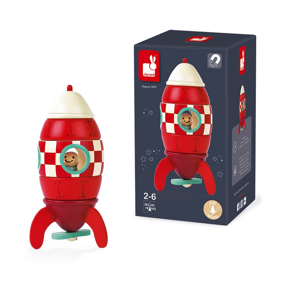 Wooden Magnetic Rocket Toy