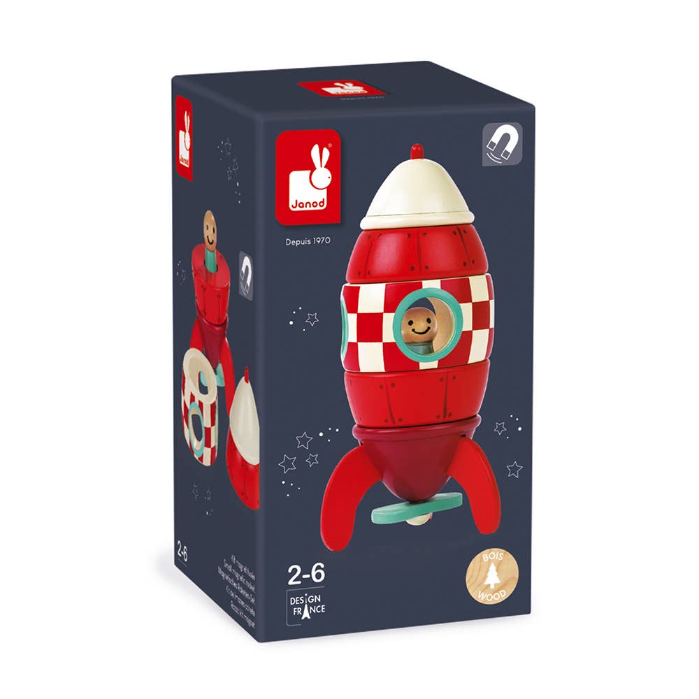 Wooden Magnetic Rocket Toy