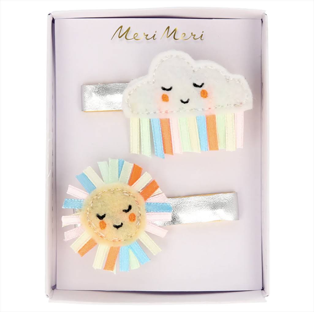 Rainbow Sun & Cloud Hair Clips