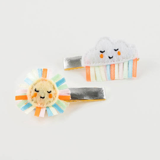 Rainbow Sun & Cloud Hair Clips