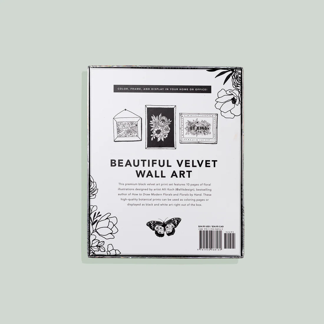 Velvet Coloring Posters: Modern Floral Frameable Wall Art.