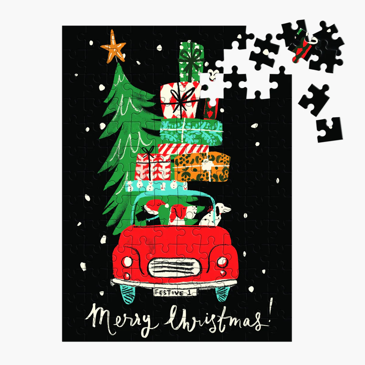 Christmas Car | 130 Piece Jigsaw Puzzle Ornament