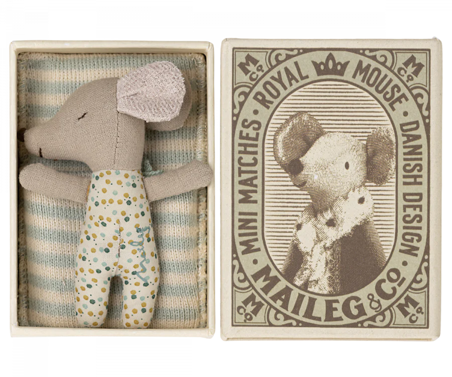 Sleepy/Wakey Baby Mouse in Matchbox | Blue