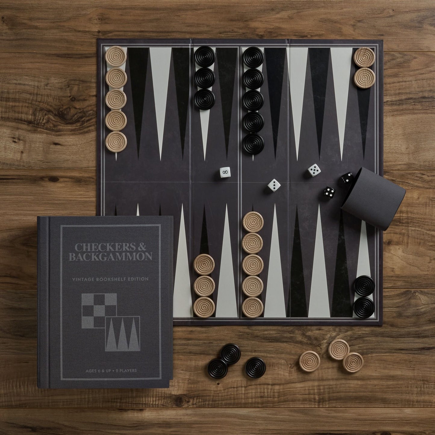 Checkers & Backgammon Vintage Bookshelf Edition