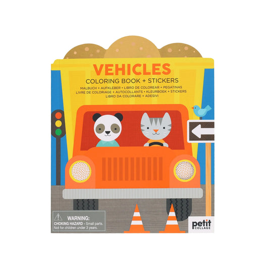 Coloring Book + Stickers | Vehicles