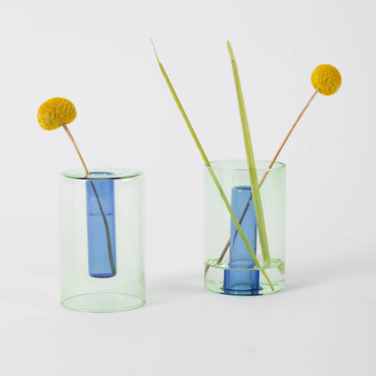 Reversible Glass Vase | Green & Blue