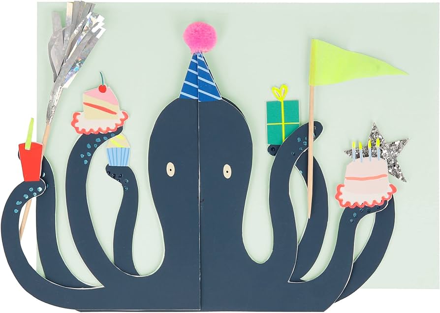 Party Octopus Stand-up Birthday Card