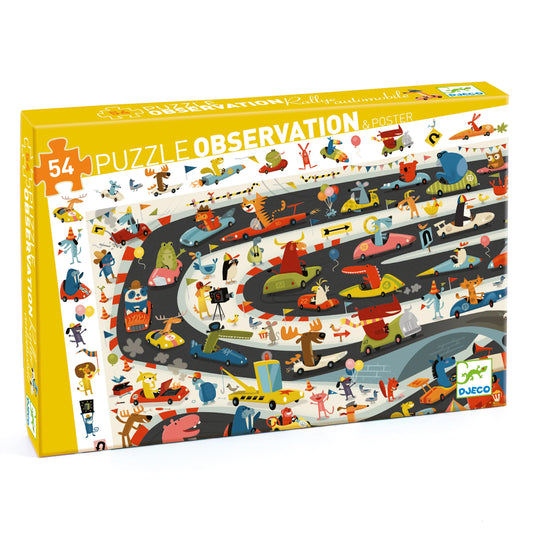 Automobile Rally | 54pc Observation Jigsaw Puzzle + Poster