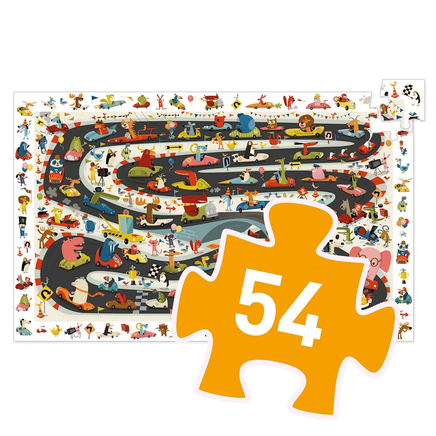 Automobile Rally | 54pc Observation Jigsaw Puzzle + Poster