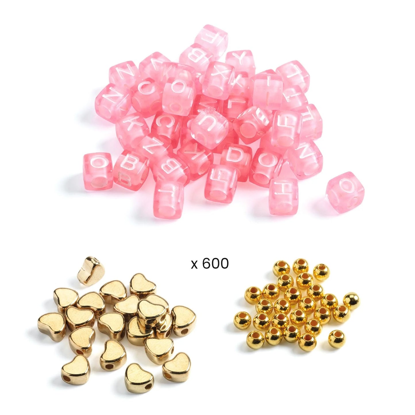 Alphabet Beads Jewelry Kit | Gold Peach