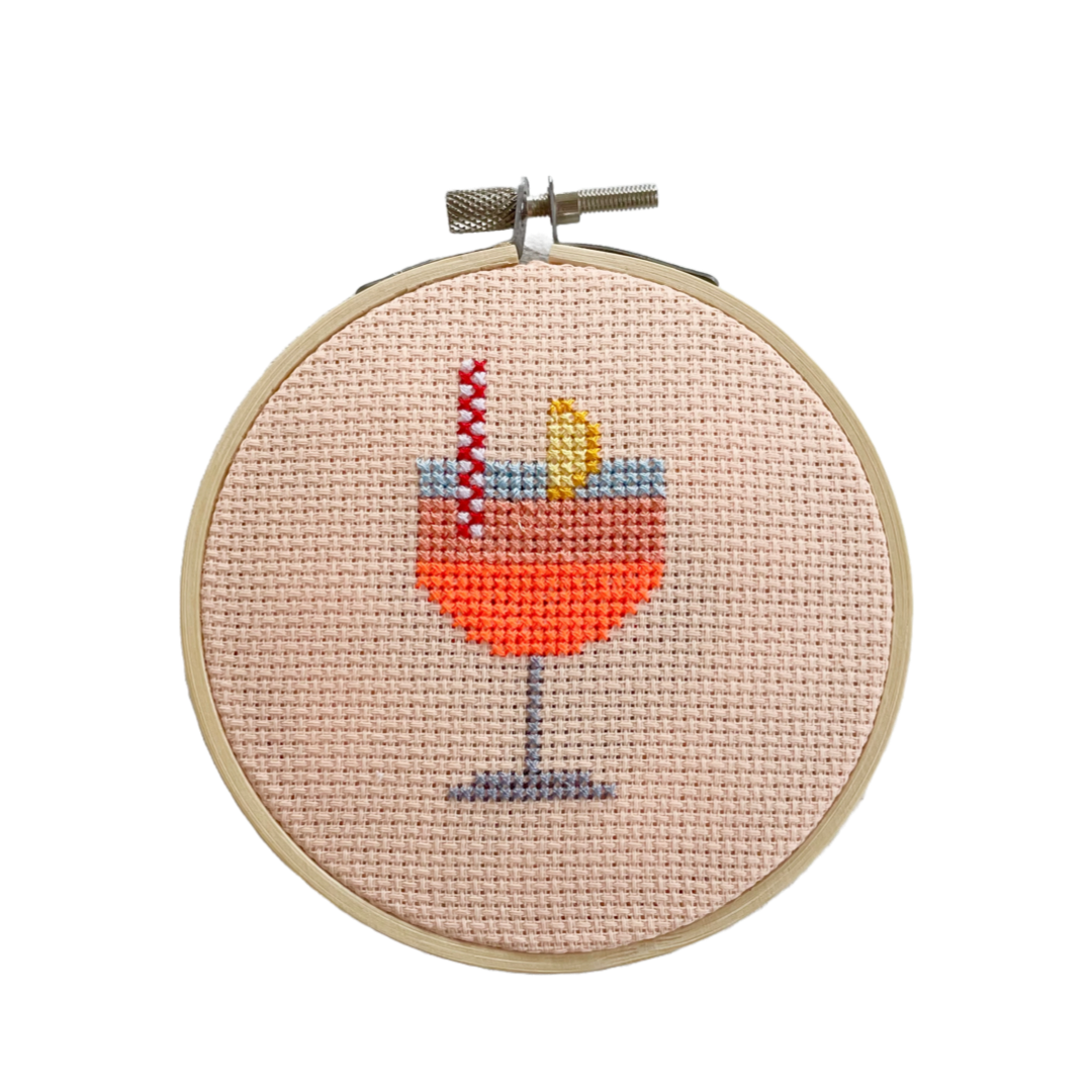 Aperol Cocktail Cross Stitch Kit