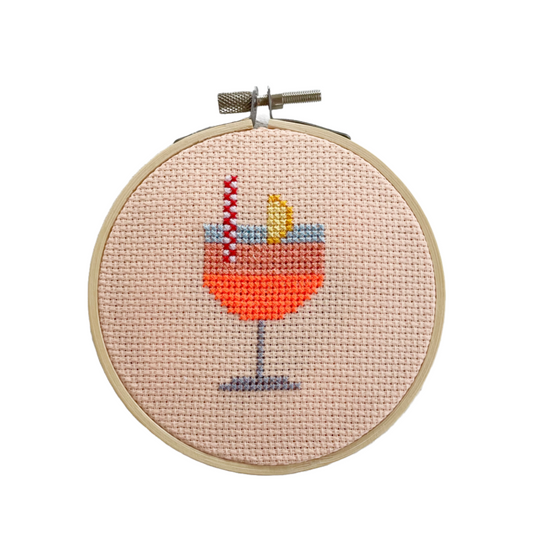 Aperol Cocktail Cross Stitch Kit