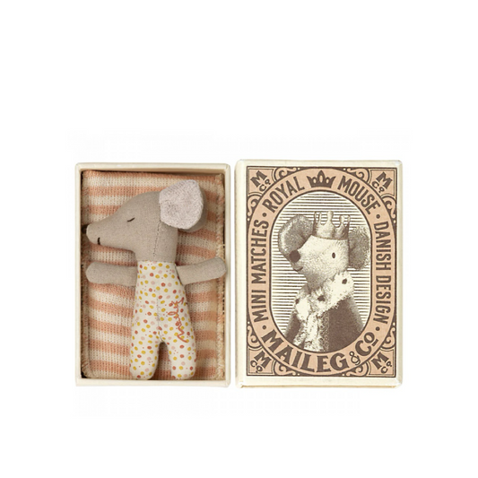 Sleepy/Wakey Baby Mouse in Matchbox | Pink