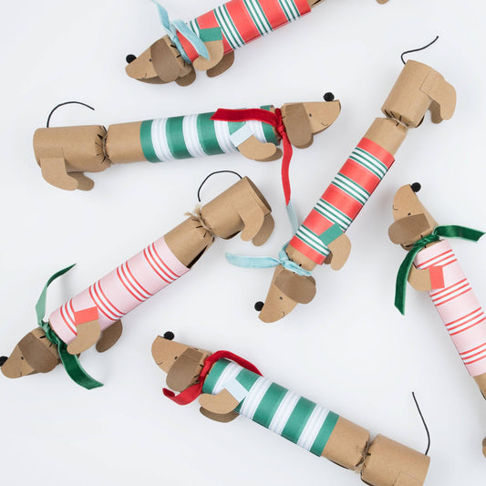 Festive Stripe Sausage Dog Crackers