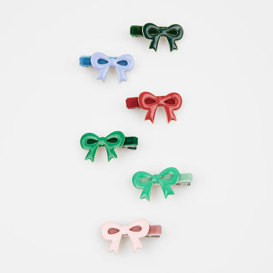 Enamel Bow Hair Clips