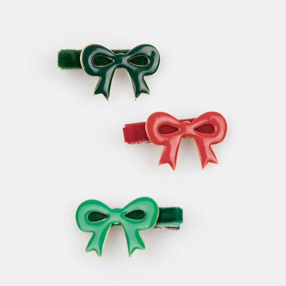 Enamel Bow Hair Clips