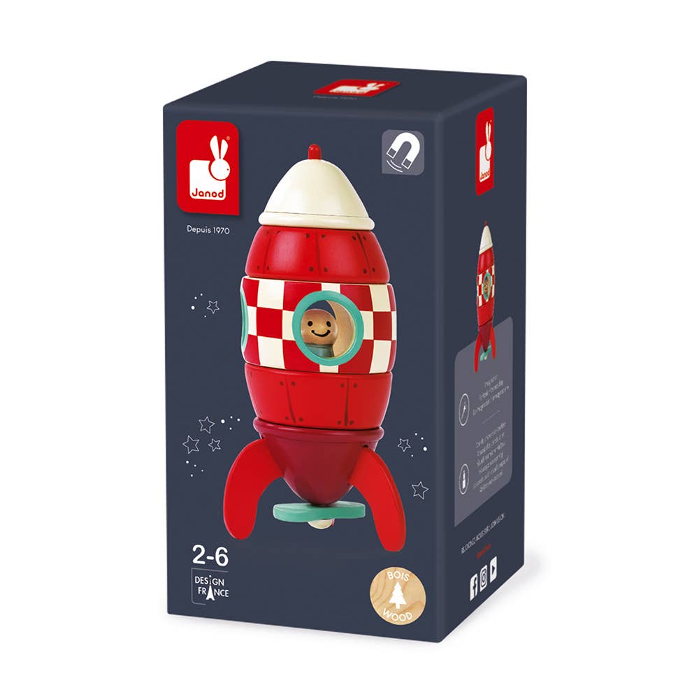 Wooden Magnetic Rocket Toy