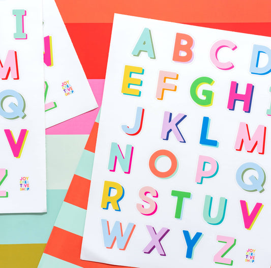 Vinyl Alphabet Sticker Sheet | Bright