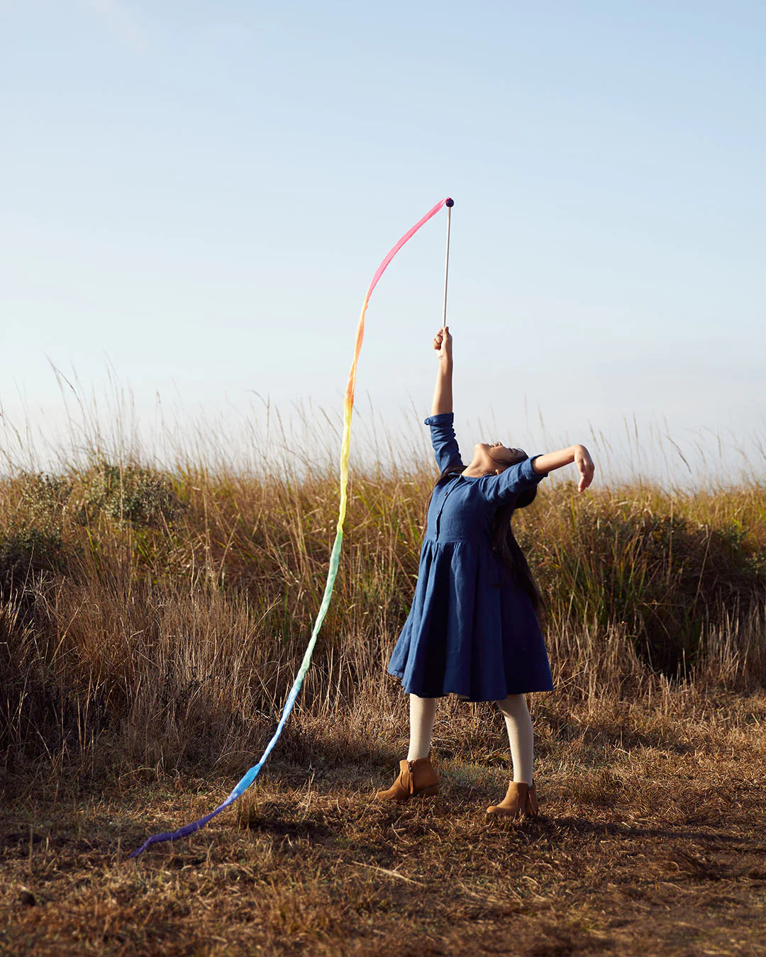 Rainbow Silk Streamer Wand