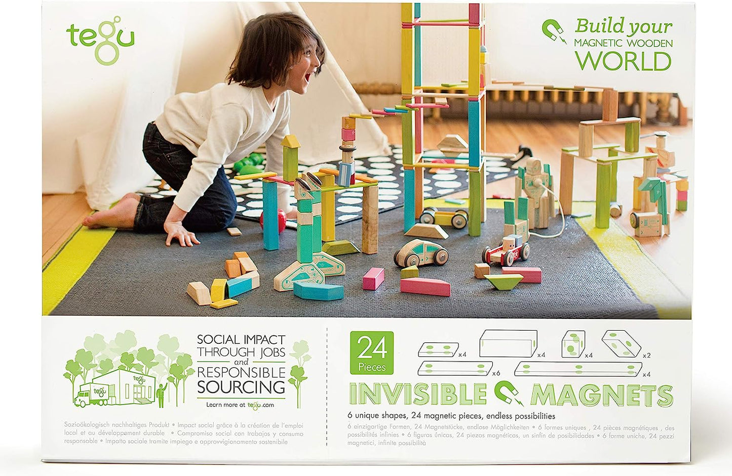 24 Piece Magnetic Wooden Block Set