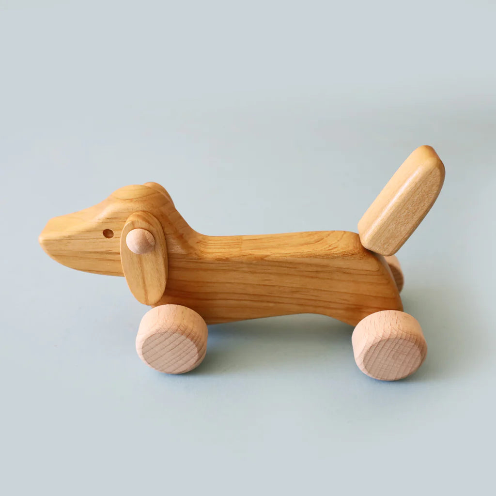 Wood Dachshund Rolling Puppy