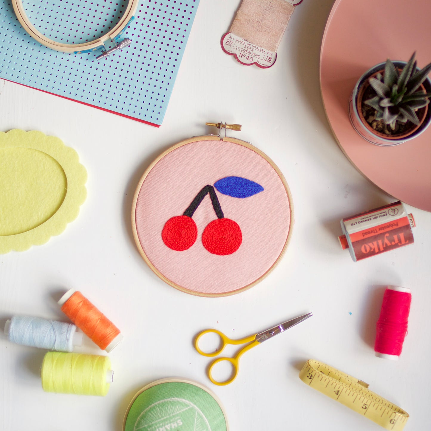 Cherry Hoop Embroidery Kit