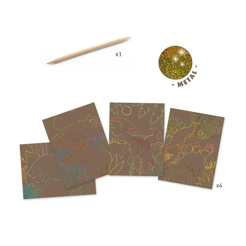 Dinosaur Metallic Scratch Card Activity Set