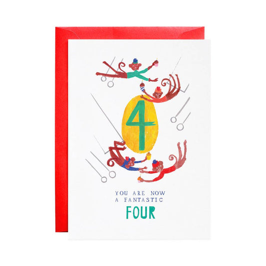 Four Mischievous Monkeys - Greeting Card