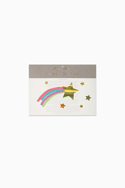 Rainbow Shooting Star & Moon Tattoos